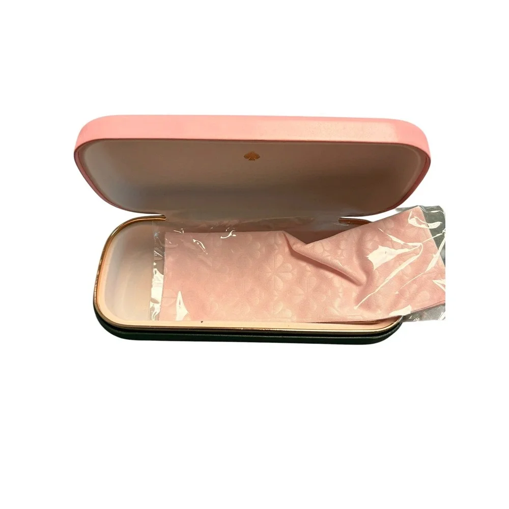KATE SPADE PINK GREEN AUTHENTIC EYEGLASSES CASE W/CLOTH